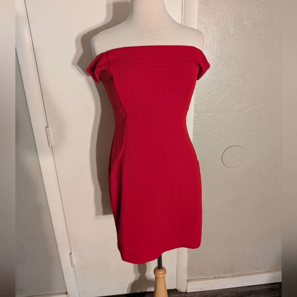 Teeeze Me Off Shoulder Red Dress‎
